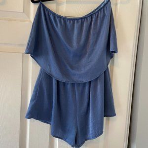 strapless blue romper size S